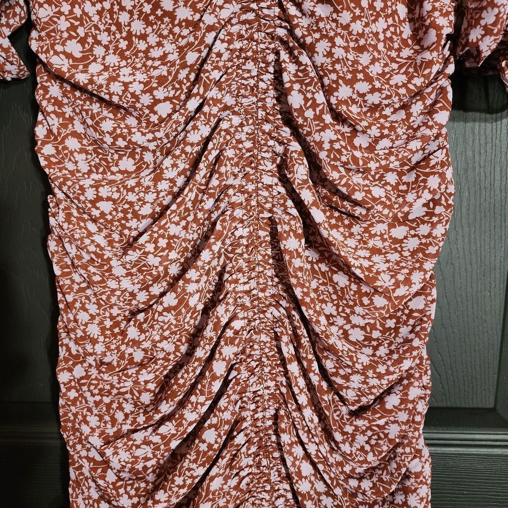 re:named 'Raven' Girly Romantic Ruched Mini Dress Ditsy Floral Cottagecore - Picture 8 of 16